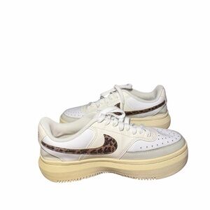 Nike Platform Sneakers White with Animal Print Swoosh